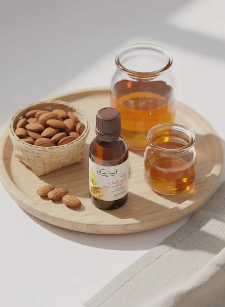 امتنان زيت اللوز الحلو طبيعي 100% ومعصور على البارد للشعر والبشرة من امتنان، 25 مل - Image 3